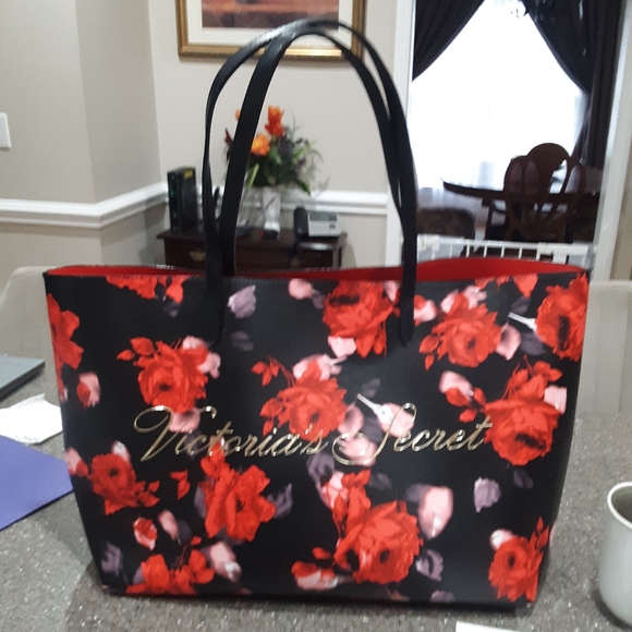 Victoria's Secret Tote Vibrant Red and Black NWOT - Picture 2 of 4